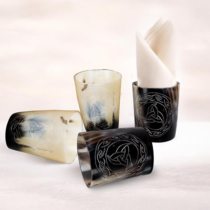 Handicrafts Home Viking Horn Shot Glasses Set of 4, Handmade Natural Ox Horn - Image 3