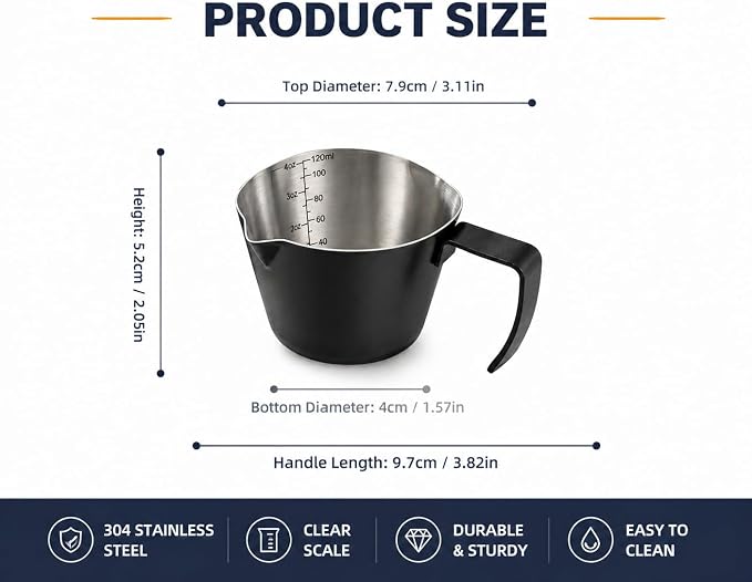 2Pc Espresso Measuring Cups, Double Spouts Stainless Steel - Image 7