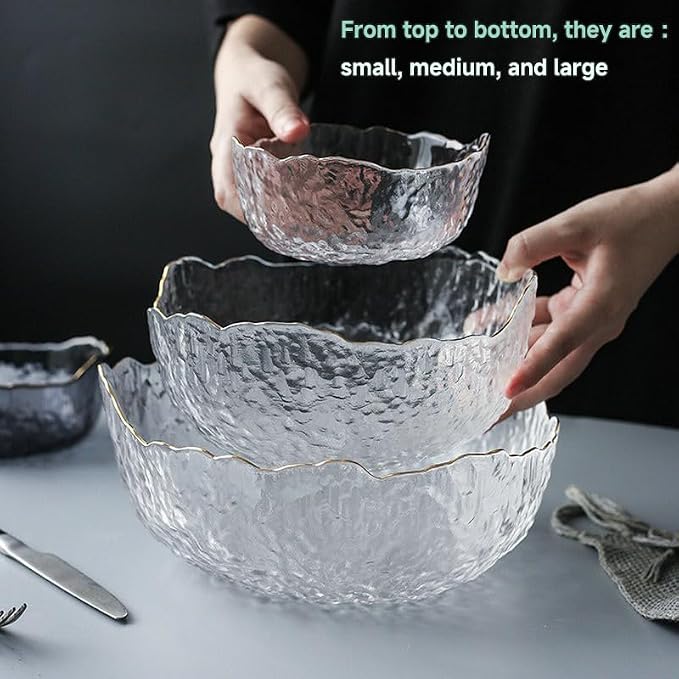 Glass Bowl for Salad Candy Fruit, Decorative Bowl-Crystal Clear Gold, 4.9" | - Image 6