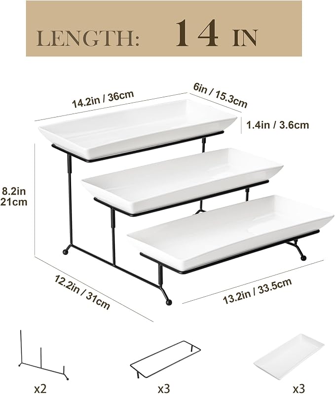 MALACASA 3 Tier Serving Trays, 14 Inch | Tiered Cupcake Stand - Image 2
