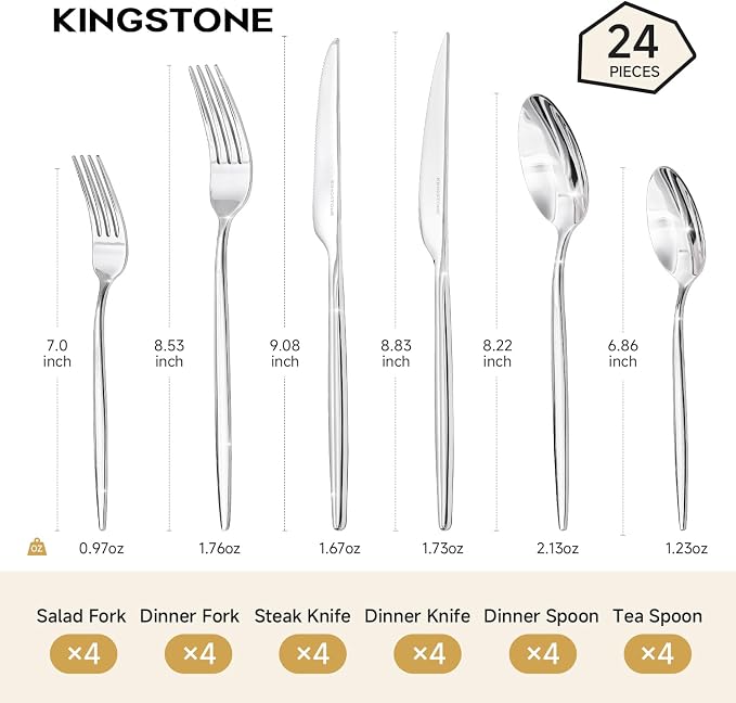 24 Piece Silverware Set for 4 - Image 2