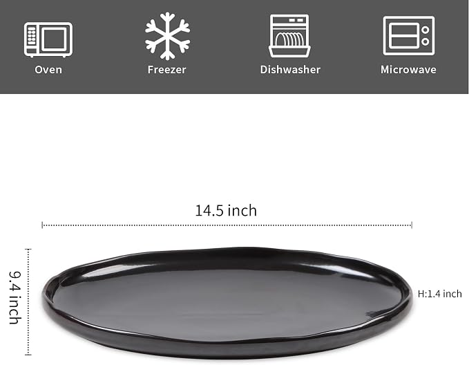 vicrays Serving Platter Ceramic Tray Plates Extra Large Oval 14.5 Inch - Image 4