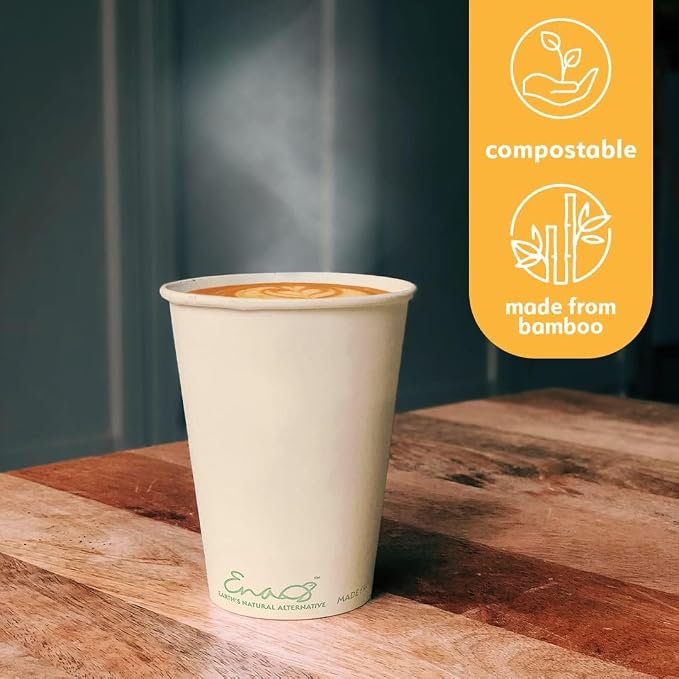 100% Compostable Disposable Coffee Cups Paper Cups Made from Bamboo, - Image 5