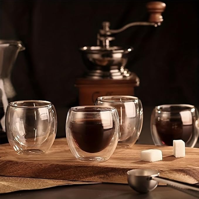 Double Wall Expresso Cups, 3 Ounce Glass Coffee Mugs | Small Insulated Clear - Image 3