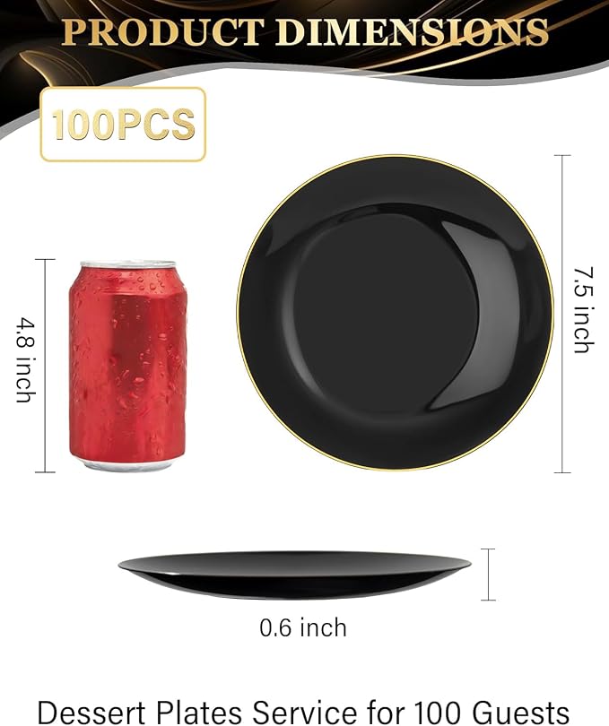 Nervure 100PCS Black Plastic Plates - Image 3