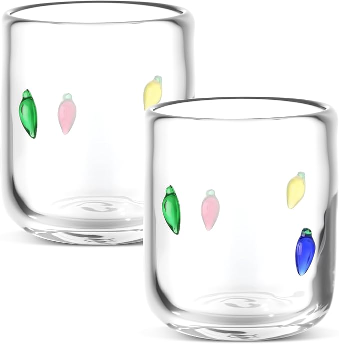 SiliFine 2 PCS Christmas Bulbs Icon Juice Glasses - 14oz Colorful Bulbs - Image 2