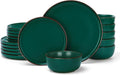 Famiware Mercury 18-Piece Stoneware Dinnerware Set, Dark Green | Plates and by Famiware