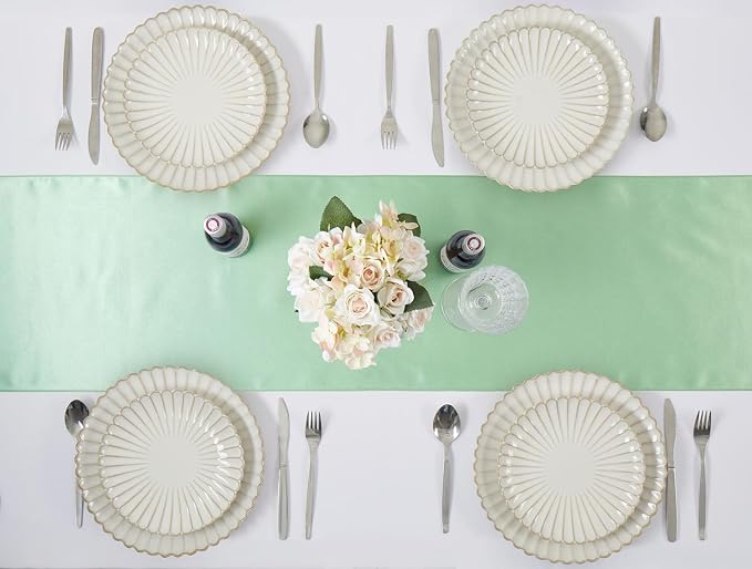 Sage Green Satin Table Runner, 12x108 Inches, 4 Pack | Premium Satin, Smooth - Image 5