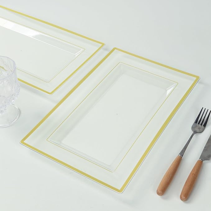 Efavormart 10 Pack Clear Rectangular Plastic Serving Trays - Image 8