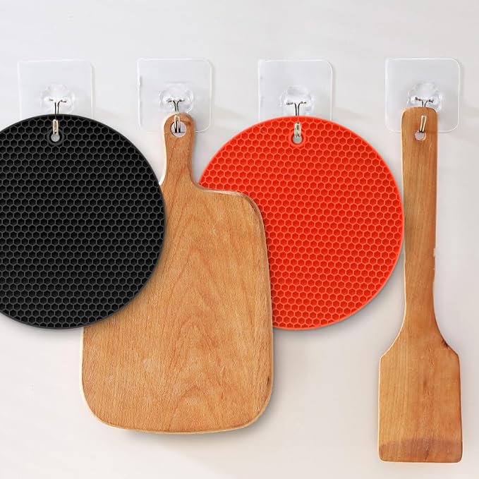 homEdge Silicone Round Trivets, 6 Pack Heat Resistant Non Slip Pot Holders-Black - Image 3