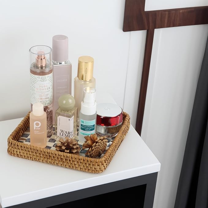 Rectangular Rattan Serving Trays, Coffee and Tea Trays, Bathroom Counter Decor - Image 6