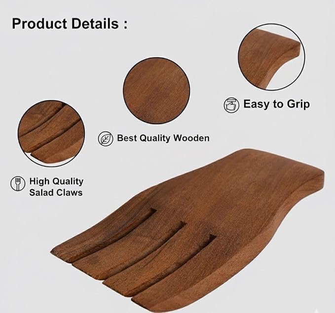 Salad Hands, Acacia Wood Salad Servers, Pasta and More - Image 3