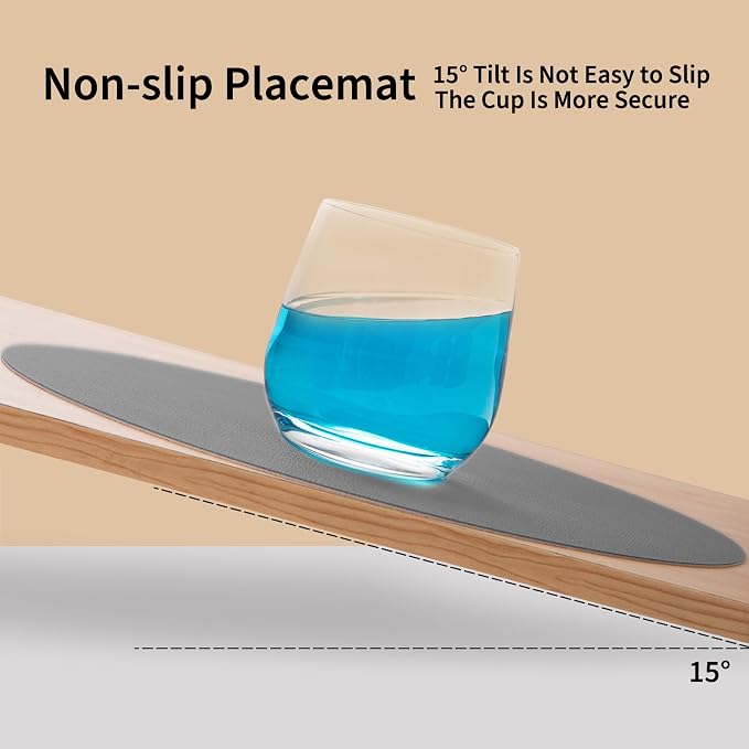 Myir JUN 15 Inches Round Placemats Set of 4 Faux Leather Place Mats | - Image 5