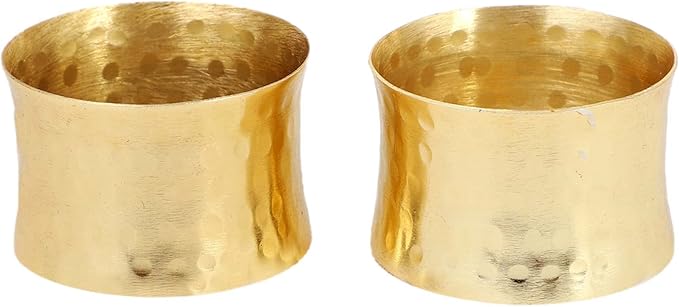 ITOS365 Gold Napkin Rings Set of 12, Handmade Hammered Metal Napkin Ring Holders - Image 2