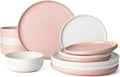 Famiware Milkyway 12-Piece Dinnerware Set, Matte Beige White & Light Pink | by Famiware