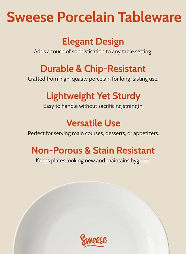 Sweese Porcelain 11 Inch Dinner Plates Set of 6 - Image 7