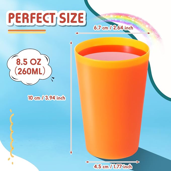 Potchen 54 Pieces Kids Plastic Cups 8.5 oz Reusable Drinking Cups Stackable - Image 3