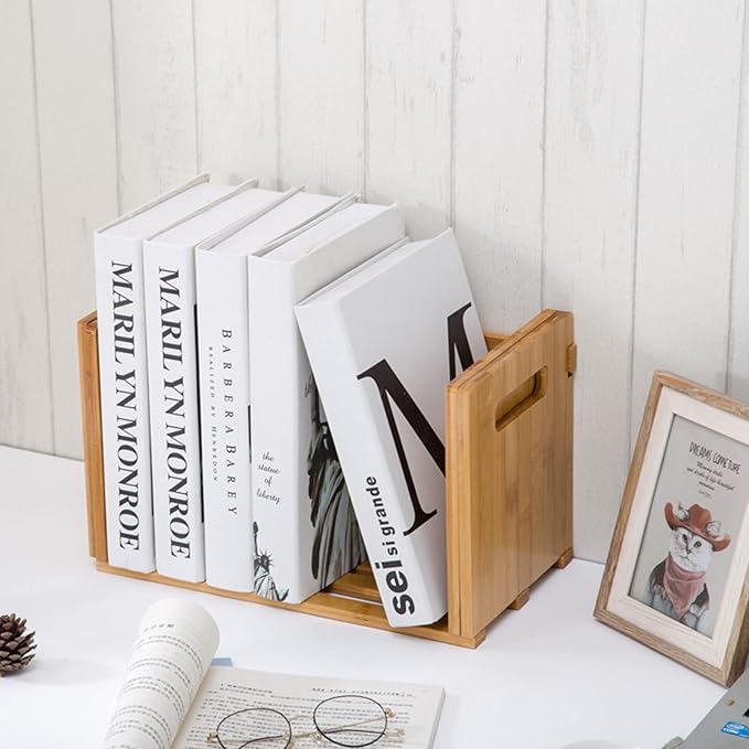 ZOOFOX Bamboo Desktop Bookshelf, Expandable Desktop Organizer, Small Display - Image 5
