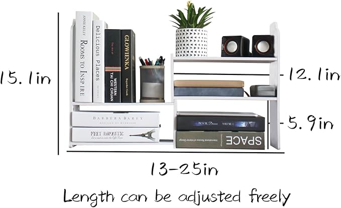 YGYQZ Adjustable Desktop Shelf Organizer, 3-Tier Expandable Desk Shelf - Image 3