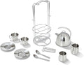 Melissa & Doug Stainless Steel Pretend Play Tea Set and Storage Rack by Unknown