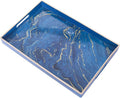 Blue Decorative Tray, Plastic Rectangle Serving Tray by MAONAME
