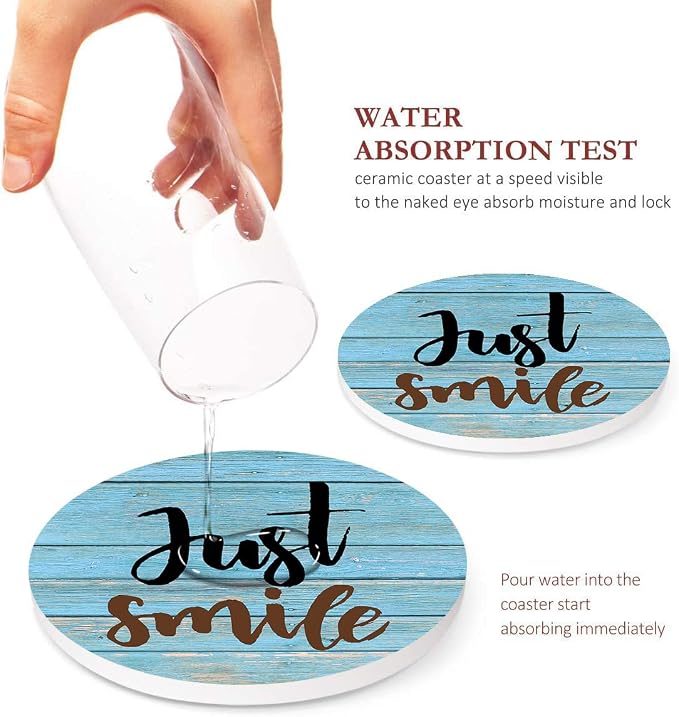 Coasters for Drinks, Ceramic Stone, Colorful Wooden | Just Smile Inspiration - Image 3