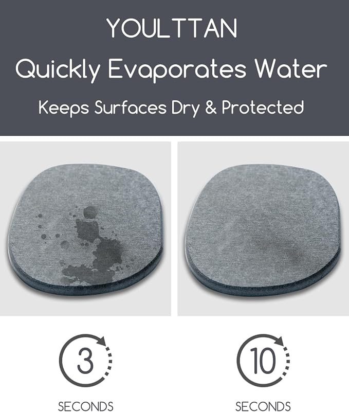 Diatomaceous Earth Coasters, Heat-Resistant, Modern Stone Design, Dark Gray - Image 3