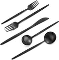 Matte Black Silverware Set, VANVRO 60-Piece Stainless Steel Flatware Set by VANVRO