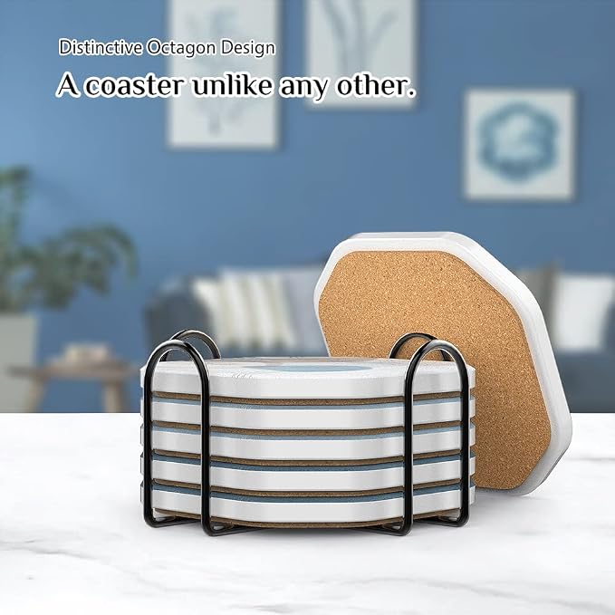 UMIRRO Absorbent Ceramic Stone Coasters Set of 6 - Image 3