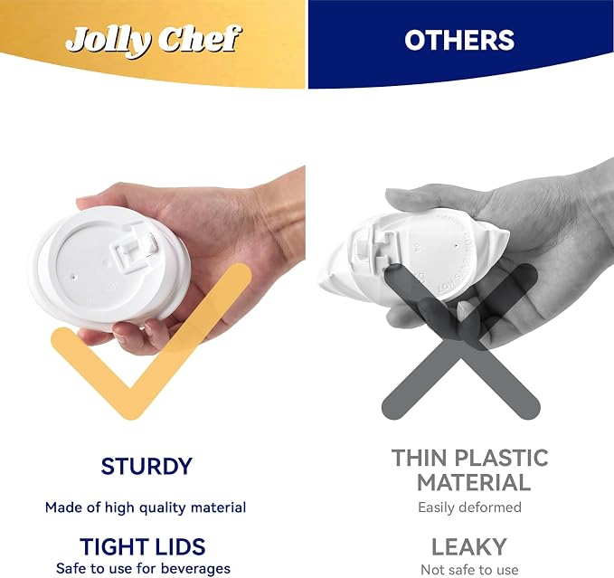 JOLLY CHEF 12oz Paper Coffee Cups 100 Pack, Disposable To Go Coffee Cups - Image 3