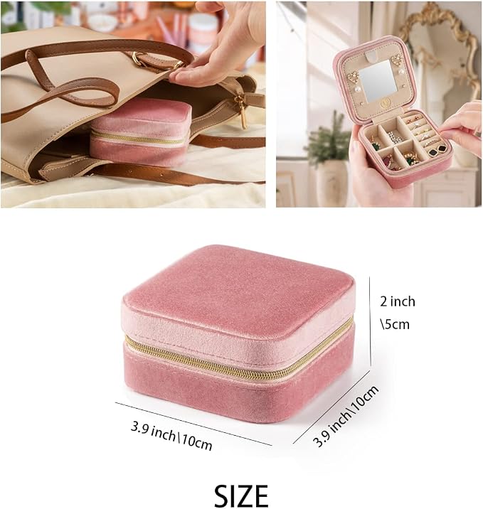 ZPROW Plush Velvet Travel Jewelry Case, Travel Jewelry Organizer, Jewelry - Image 5