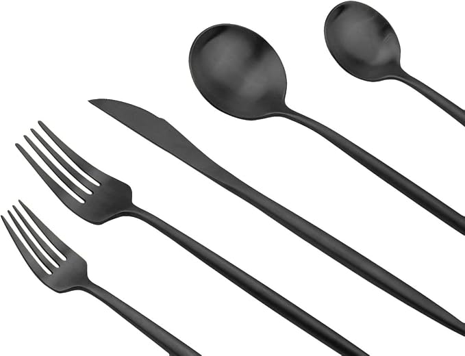 JASHII Luxury Black Flatware, 24-pieces Elegant Cute 18/10 Stainless Steel - Image 2