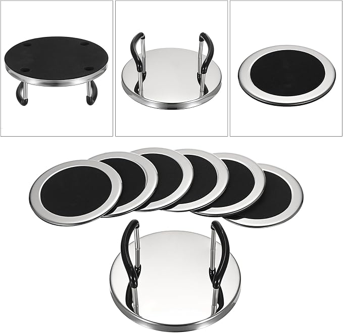 JUXYES Set of 6 Stainless Steel Metal Round Coaster - Image 5
