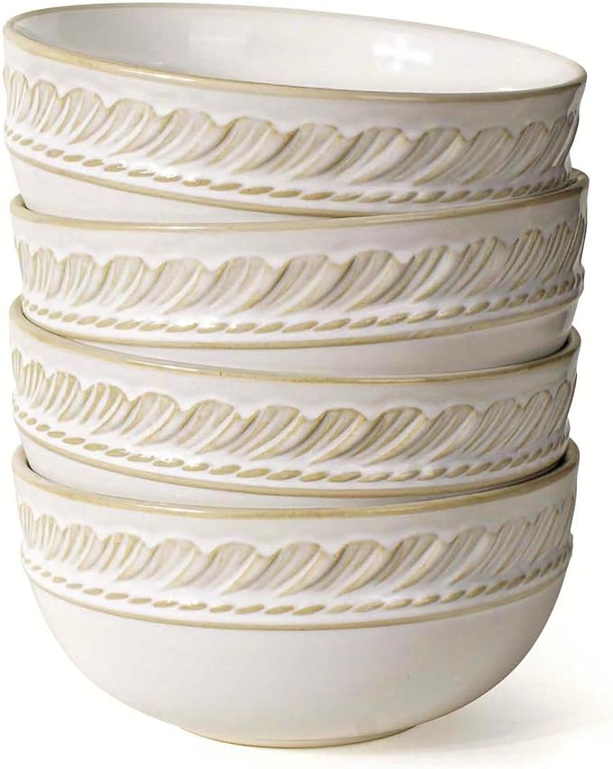 Soup Bowls 32 OZ, Cereal Bowls Set of 4, Dishwasher Microwave Safe, 6.3 Inch by Artena