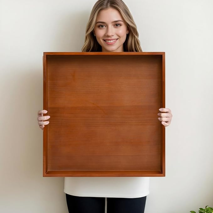 20 Inch Extra Large Square Serving Tray HeavyDuty Pine Wood Tray by SwallowLiving