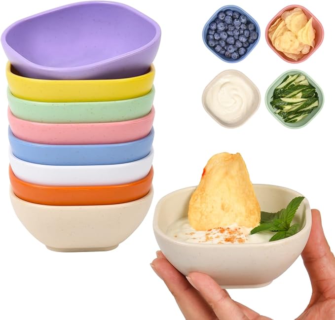 8 Pack Small Bowls, 4.5 OZ Assorted Colors Dipping Sauce Cups, Ice Cream Bowls by BGHEOUYV