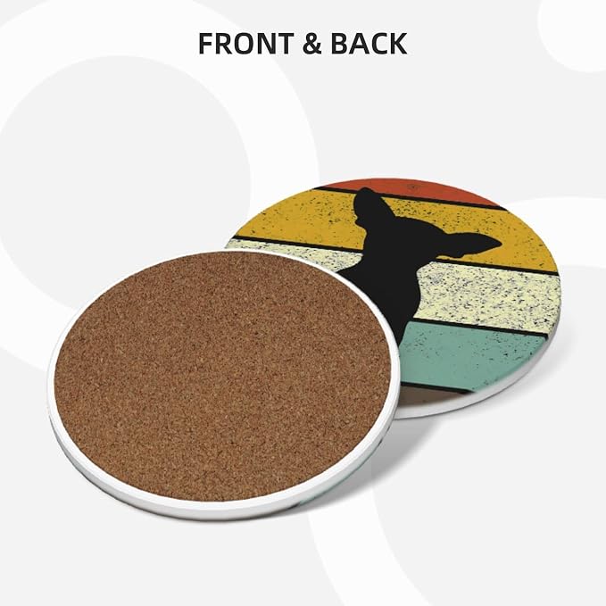 Chihuahua Dog Coasters Set of 4, Absorbent Ceramic Drink Coasters Cup Mat - Image 2