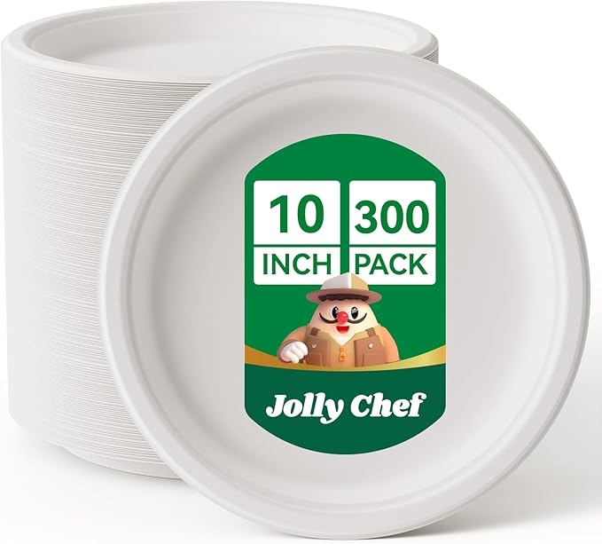 Compostable Heavy Duty Plates   Eco-Friendly Disposable White by JOLLYCHEF