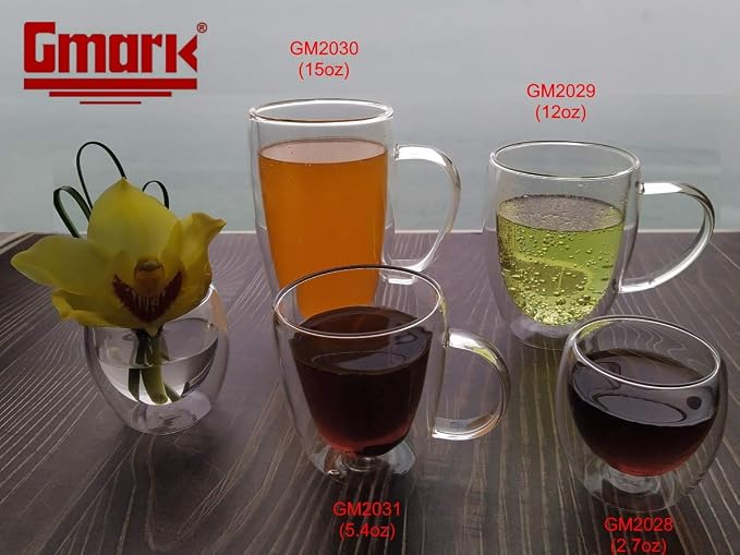 Gmark Large Coffee Mugs Set of 2, Double Wall Tumbler Glass Cup, Insulated - Image 6