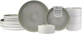 Sango 12 Pieces Stoneware Fluted Dinnerware Set, Modern Cream Dishes by Sango