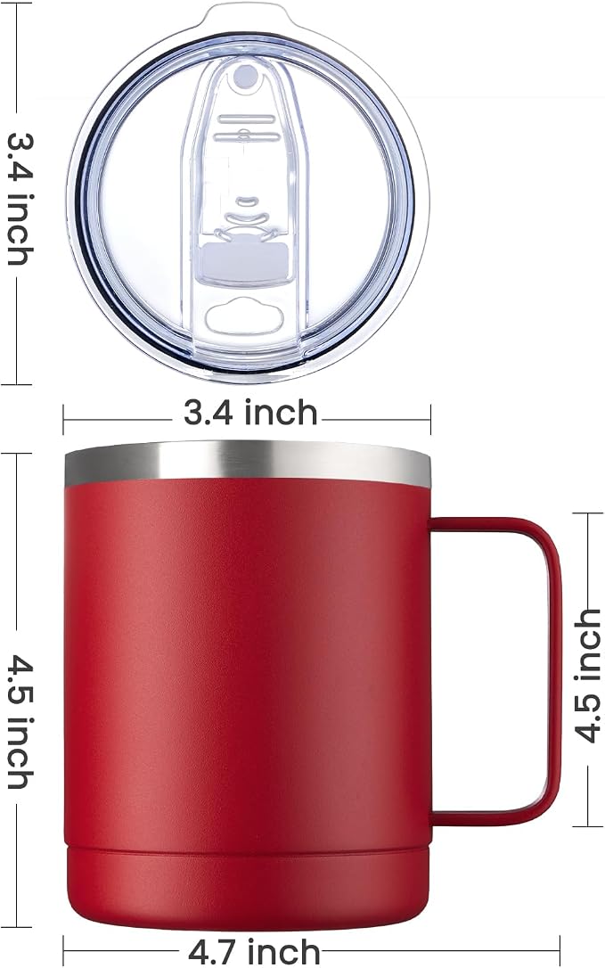MEWAY 12oz Coffee Mug With Handle 4 Pack Bulk, Stainless Steel Insulated Travel - Image 4
