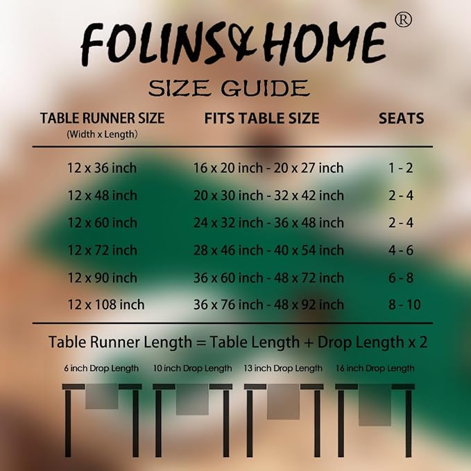 FOLINS&HOME Green Waterproof Decorative Table Runner 36 Inches Long | 210GSM - Image 6