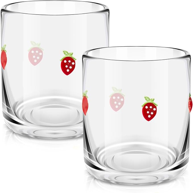 SiliFine 2 Pcs Strawberry Icon Juice Glasses - 14oz Sweet Strawberry Stemless - Image 2