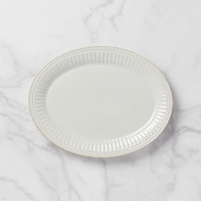 Lenox French Perle Groove White Stoneware Serving Platter | dishwasher safe - Image 2