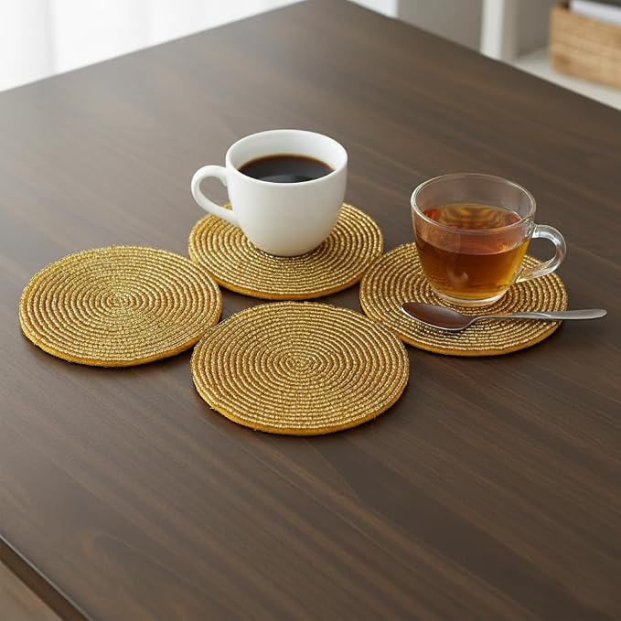 Handmade Beaded Bar Drink Tabletop Protection Coasters - Image 9