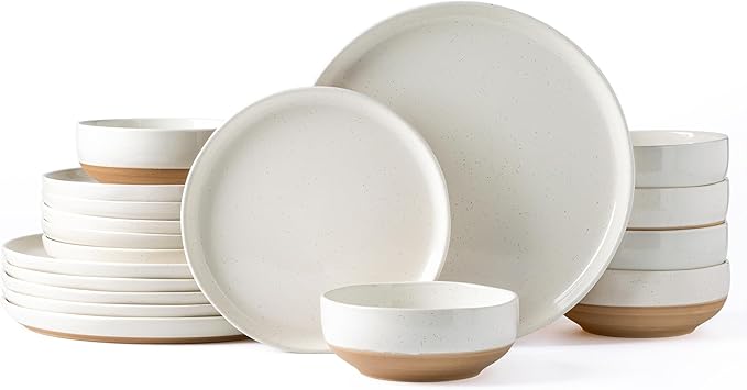 AmorArc Dinnerware Sets for 6, 18 Pieces Ceramic Plates and Bowls Set | Scratch by AmorArc