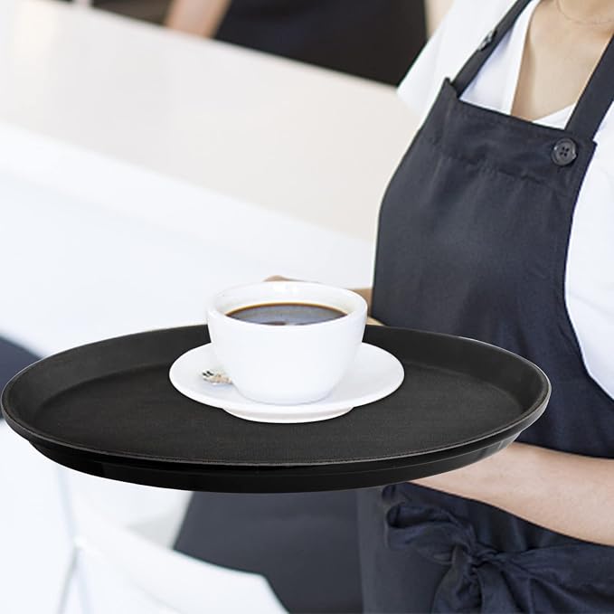 TOPZEA 4 Pack 14 Inch Round Restaurant Serving Tray, Fiberglass Non-Slip Rubber - Image 9