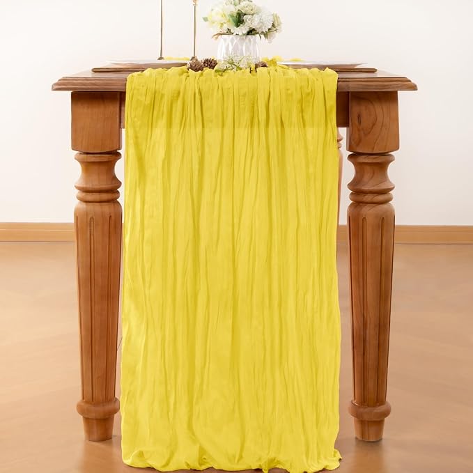 Yellow Cheesecloth Table Runner 160 Inches 14 Ft Gauze Table Runner | Summer - Image 2