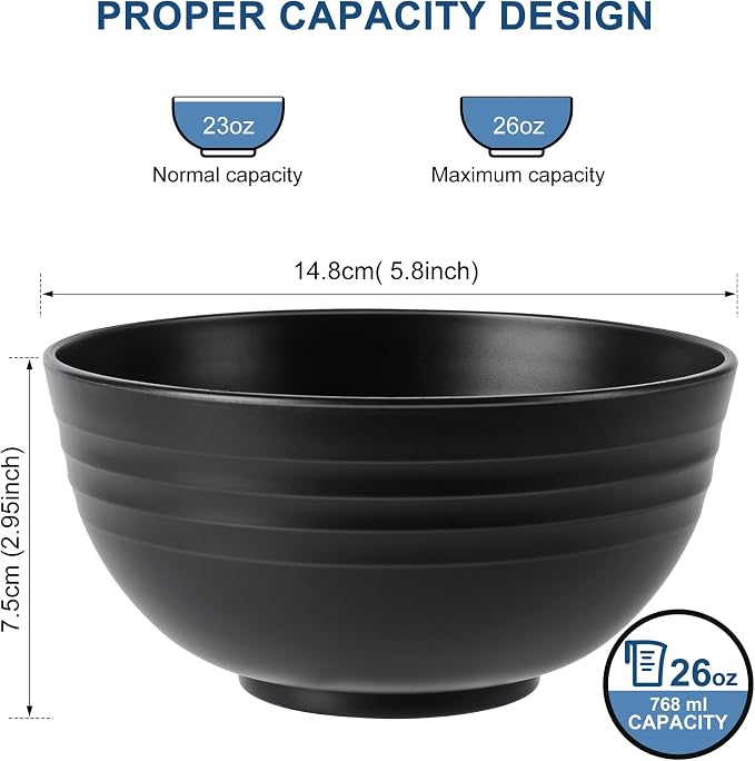 HOTEC BPA Free Unbreakable Wheat Straw Cereal Bowls - Image 2