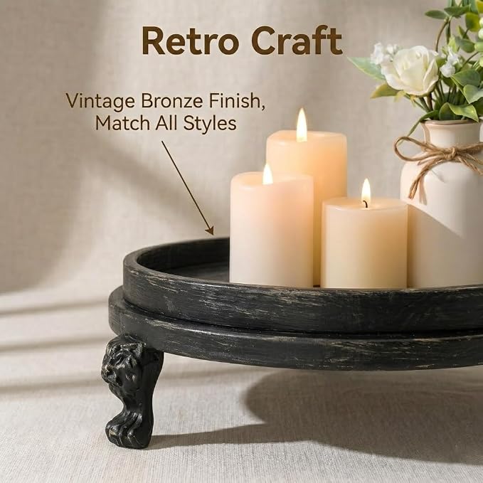 Black Decorative Tray, 11.8 Inch Round Tray - Image 4